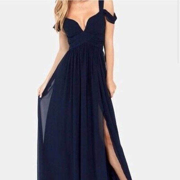 Women Bariano Australia Long Dress Navy Blue Formal Gown Slit Bridesmaid Size XS - Picture 2 of 16